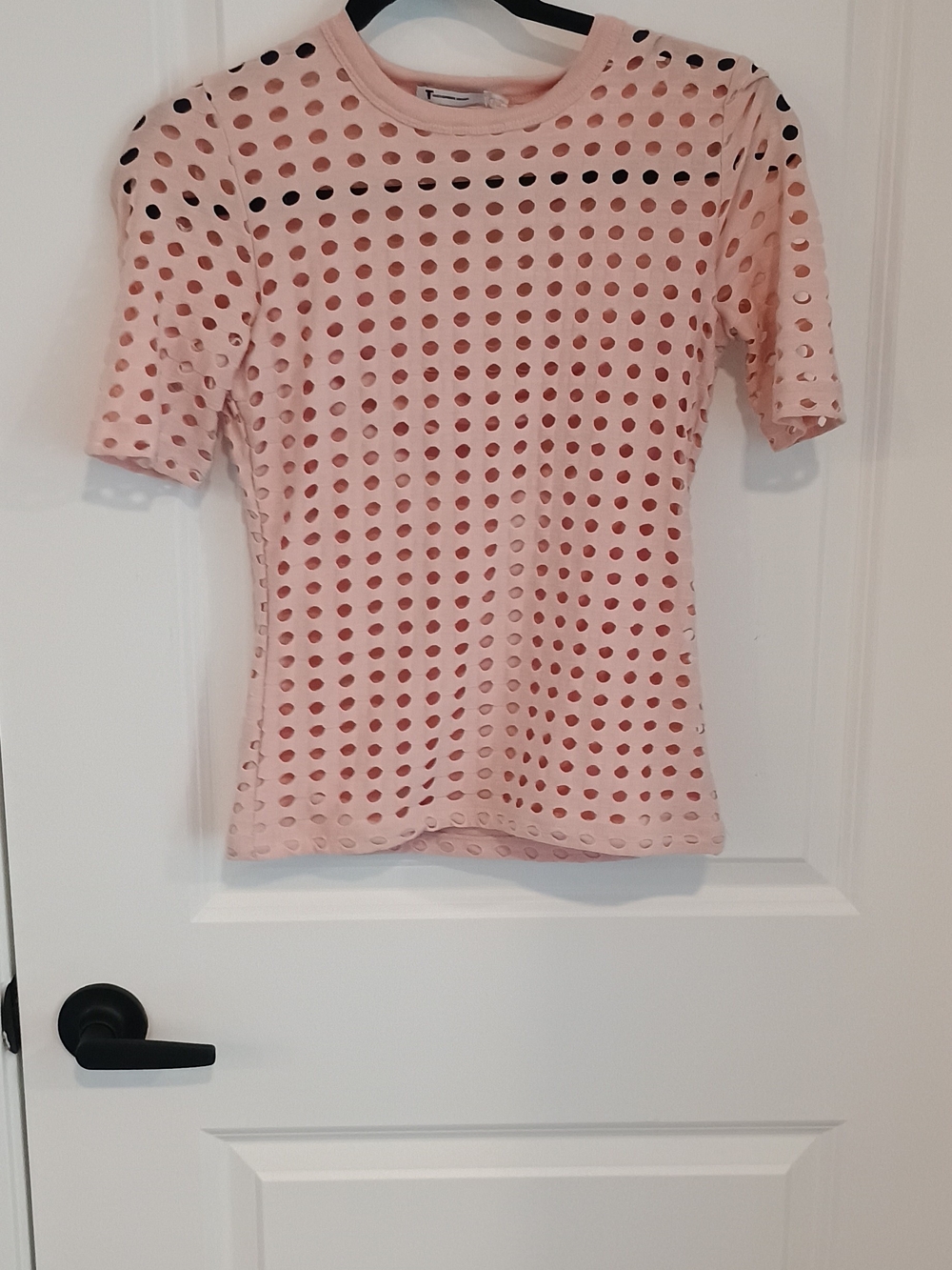Alexander Wang Pink Perforated Short Sleeve Tee